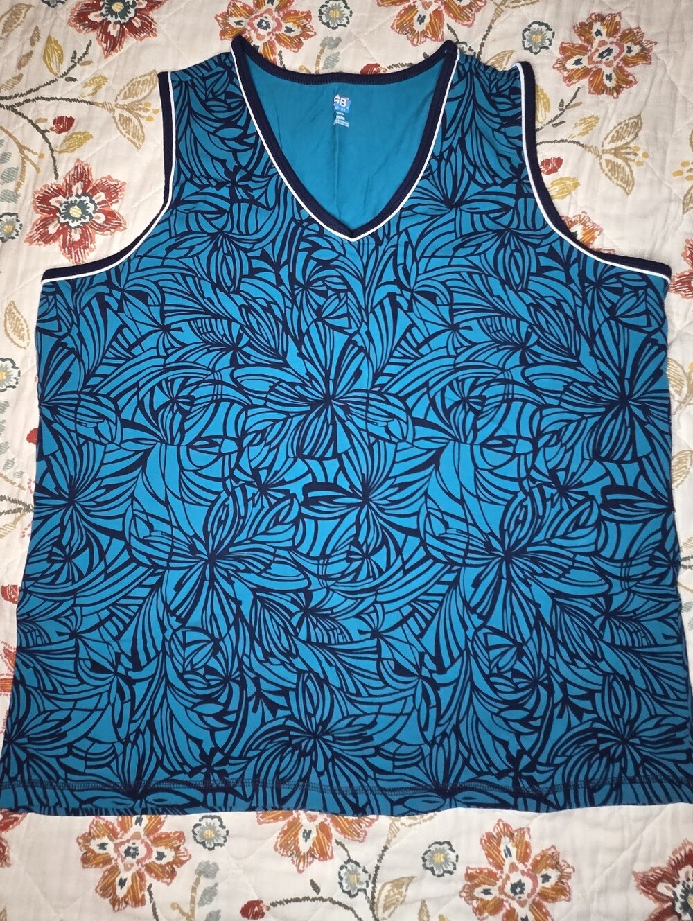 SJB Active by St. Johns Bay teal and navy tank top, size 2X
